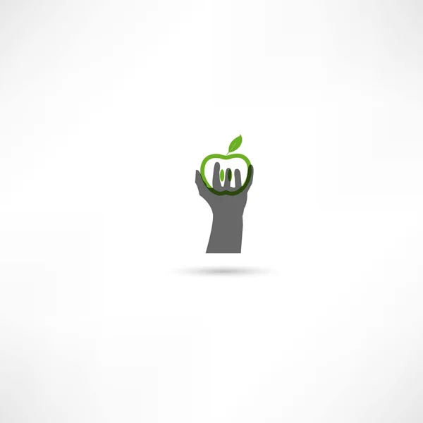 Icônes main et pomme — Image vectorielle