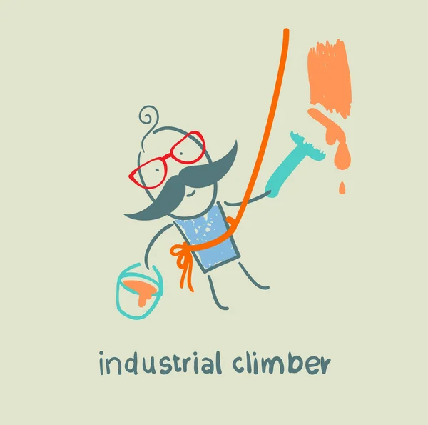 Industrial climber paints the wall — Stock Vector