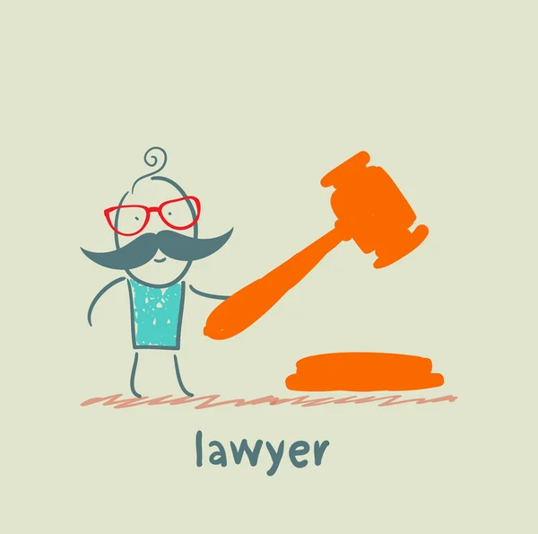 Advocaat kloppen hamer — Stockvector