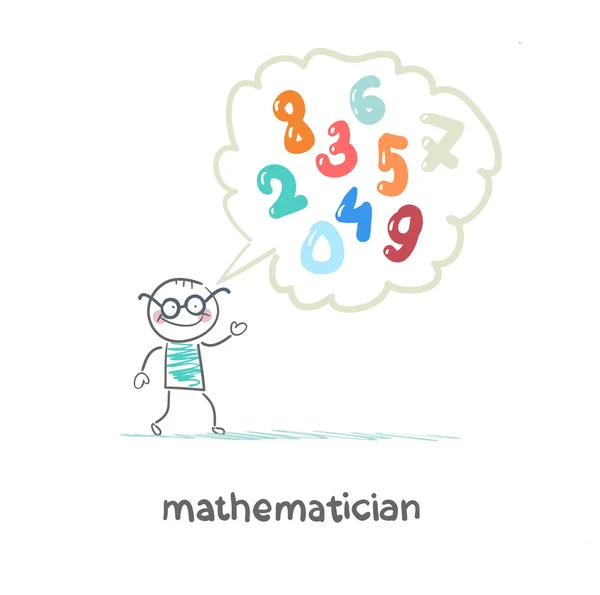 Matemático pensa sobre números — Vetor de Stock