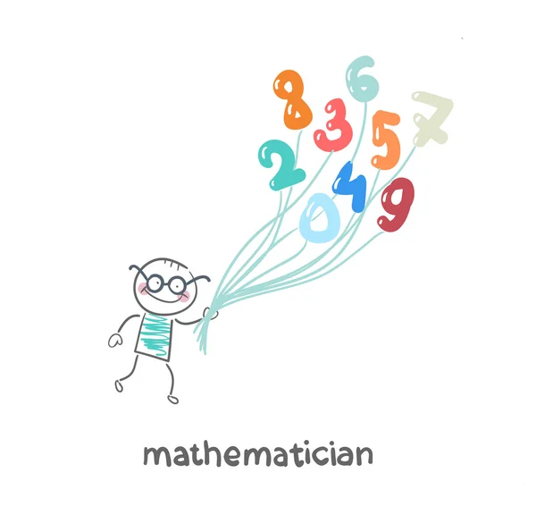 Matematico sta volando sulle figure — Vettoriale Stock