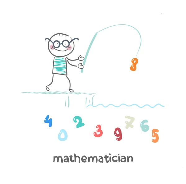 数学者キャッチ釣り棒の数字 — ストックベクタ