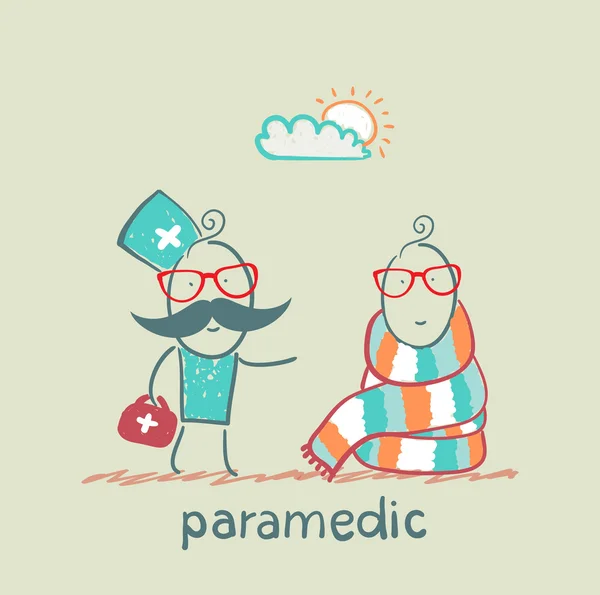 Paramédico habla con un paciente — Vector de stock