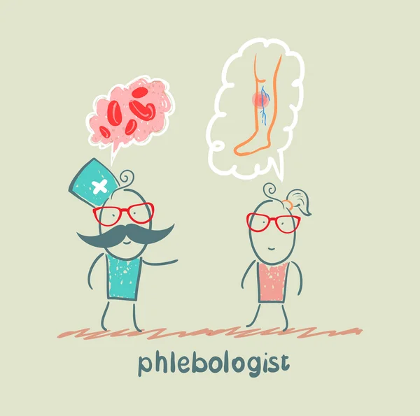 Phlebologist 说，脉病人 — 图库矢量图片