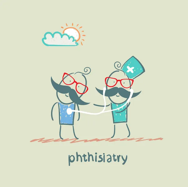 Phthisiatry 聴診器は患者に耳を傾け — ストックベクタ