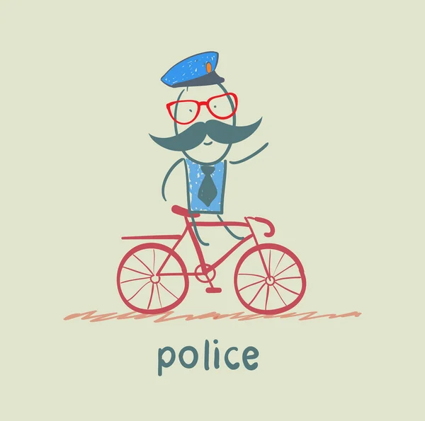 Rendőrség, biciklizés — Stock Vector