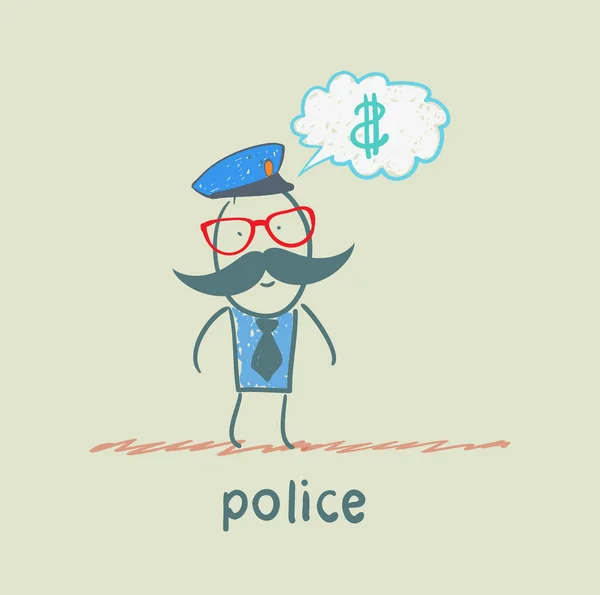 La police pense à l'argent — Image vectorielle