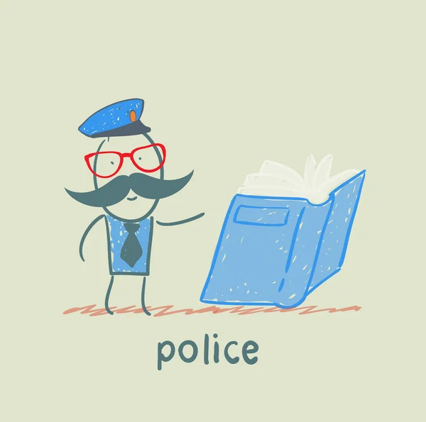 La police lit le livre — Image vectorielle