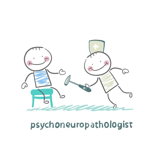 Psychoneuropathologist 检查病人的神经 — 图库矢量图片