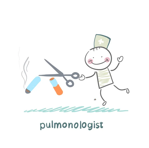 Pulmonologist scissor sigaret — Stockvector