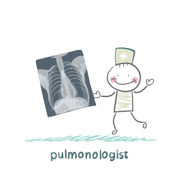 Pulmonologue, radiographie pulmonaire montre un patient — Image vectorielle