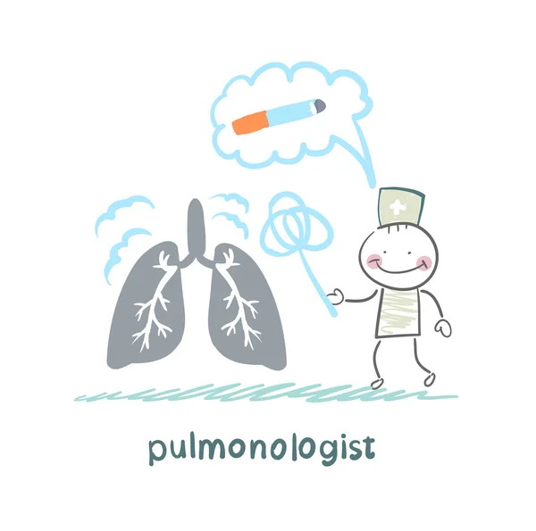 Pulmonologist knocks dust from the human lung — Stock Vector