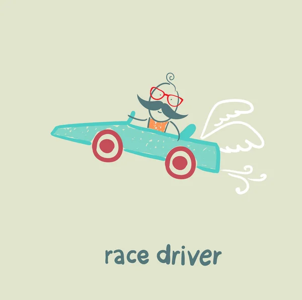 Driver rides flies in the car — Stock Vector