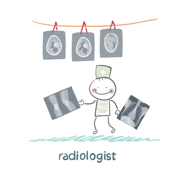 Radyolog x-ray görüntüleri ile — Stok Vektör