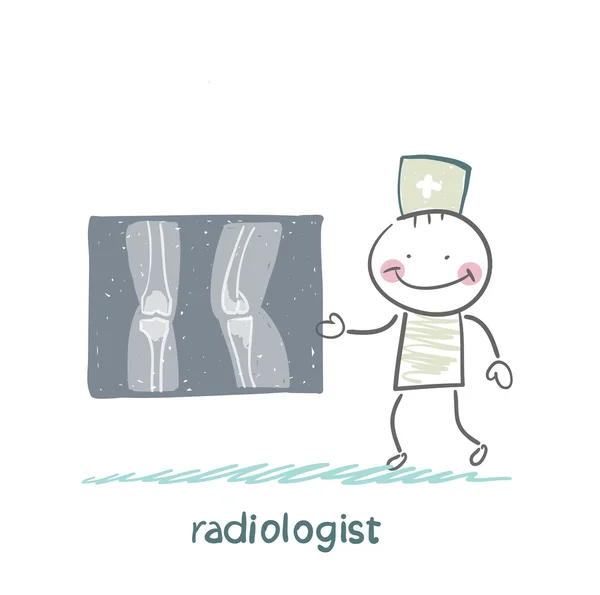 Radiologista com imagens de raios X — Vetor de Stock