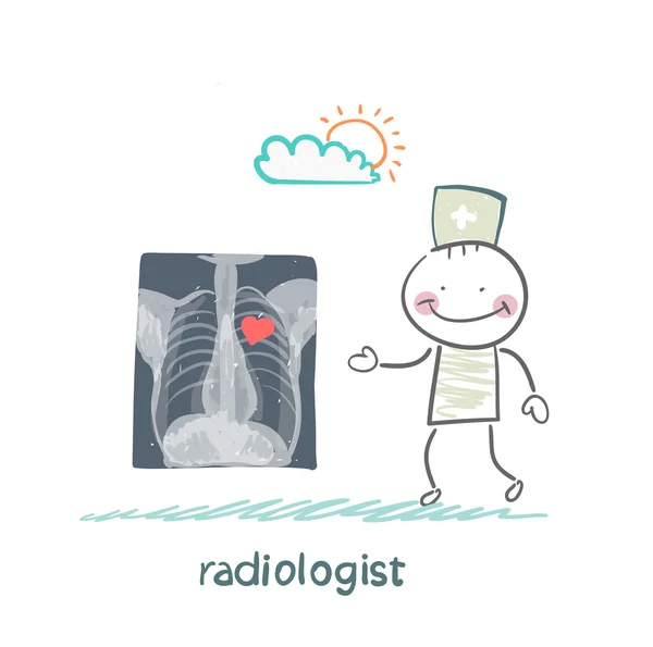 X-ray images show the radiologist with a heart with heart — Stockvector