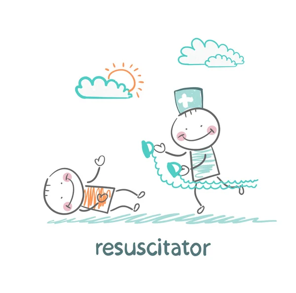 Resuscitation in a hurry to sick patient — Stock Vector