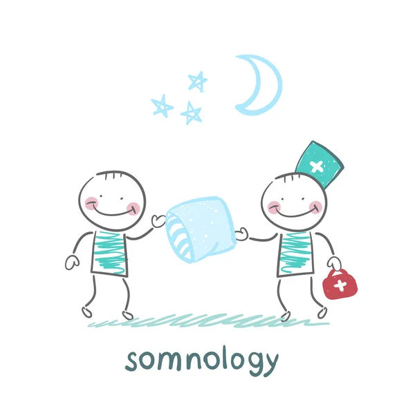 Somnology 给病人睡眠枕头 — 图库矢量图片