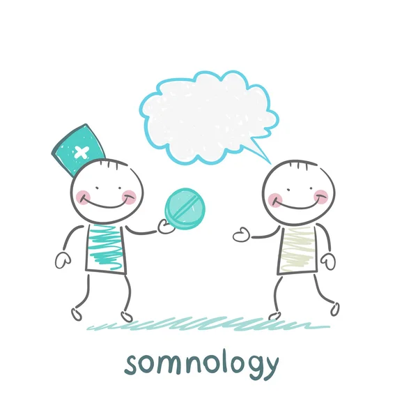 Somnology 给病人吃药 — 图库矢量图片