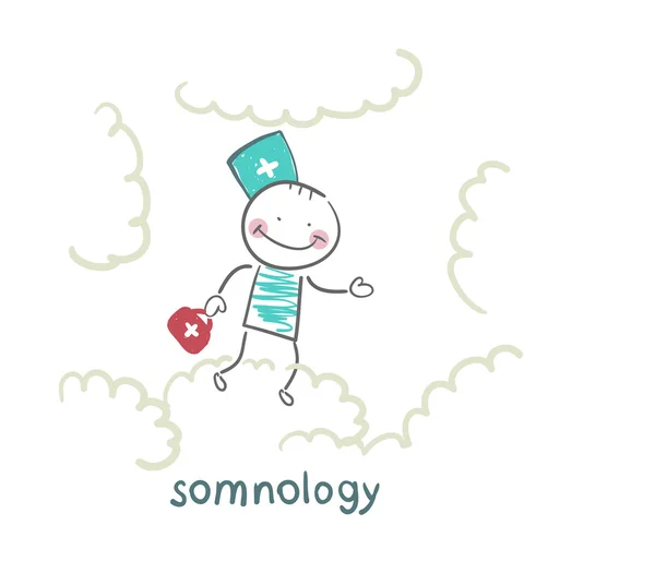 Somnology 云在天空中飞行 — 图库矢量图片