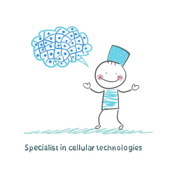 Specialist in cellular technologies thinks of cells — Stock Vector