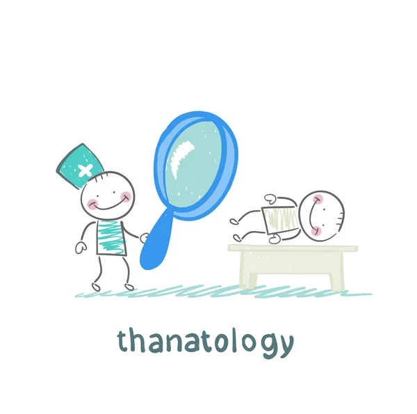 Thanatology estudia al hombre muerto — Vector de stock
