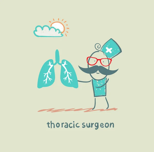 Thoracic surgeon with light — Stock Vector