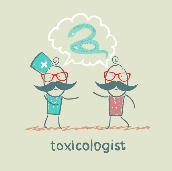 Toxicologist says the snake with the patient — Stock Vector