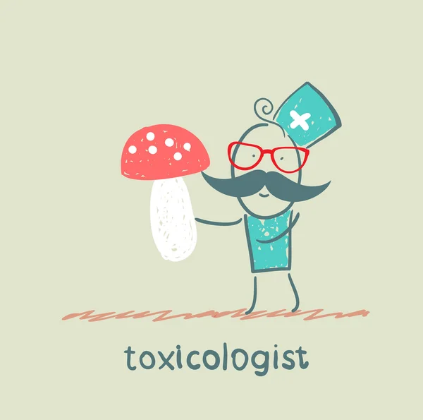 Toxicólogo mantiene hongo — Vector de stock