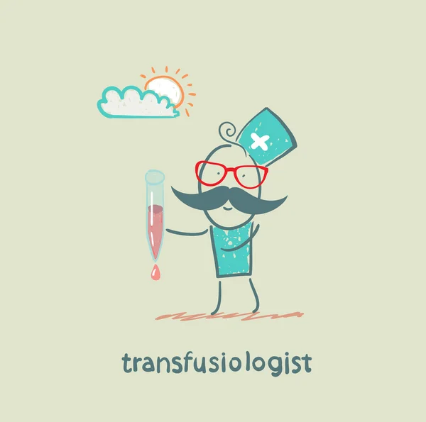 Transfusionnologue est transfusion sanguine — Image vectorielle