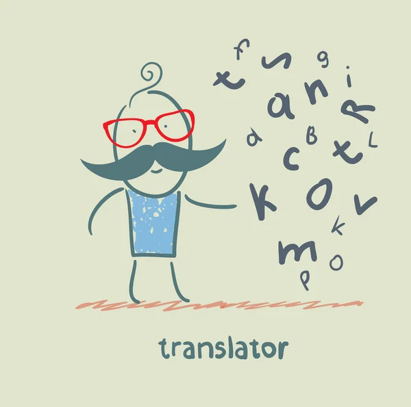 Traductor está pensando en letras — Vector de stock