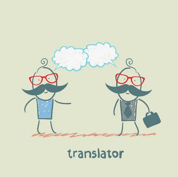 Übersetzer spricht mit einem Geschäftsmann — Stockvektor