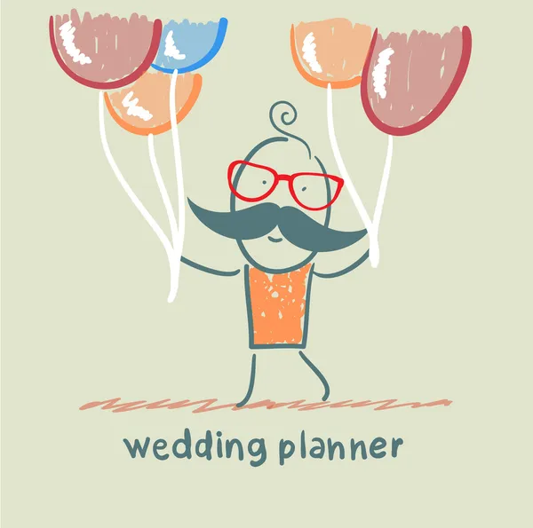 Bruiloft planner met helium ballonnen — Stockvector