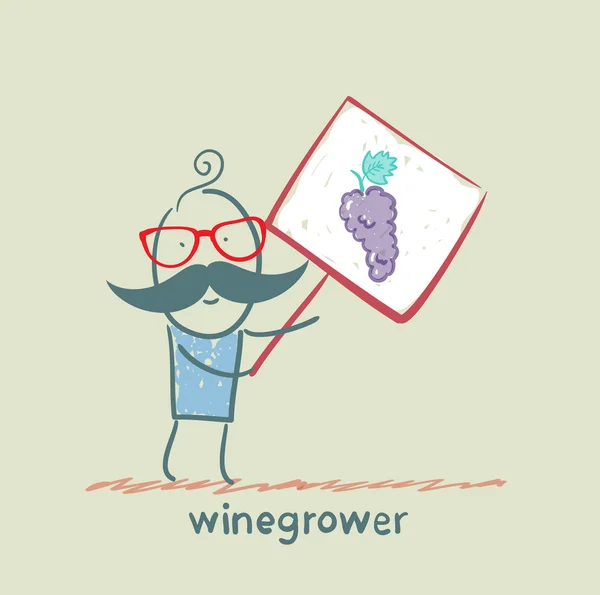 Winegrower のブドウでバナーを保持します。 — ストックベクタ