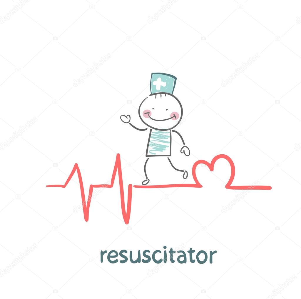 resuscitation is on the line showing the beating of the heart