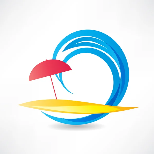 Relaxing on the beach abstraction icon — Stock Vector