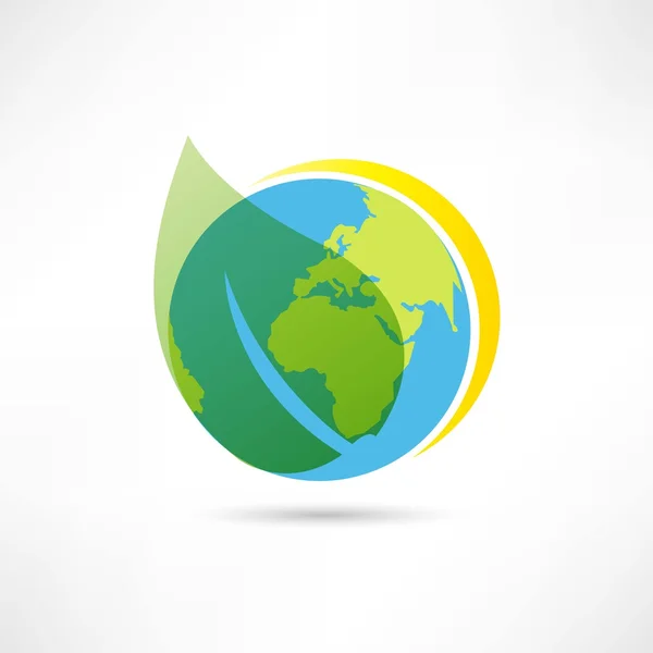 Gröna blad och jorden ikonen — Stock vektor