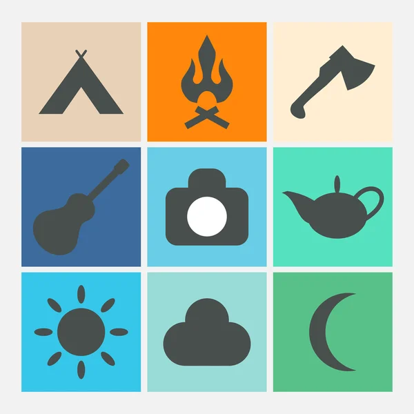 Iconos de camping — Vector de stock