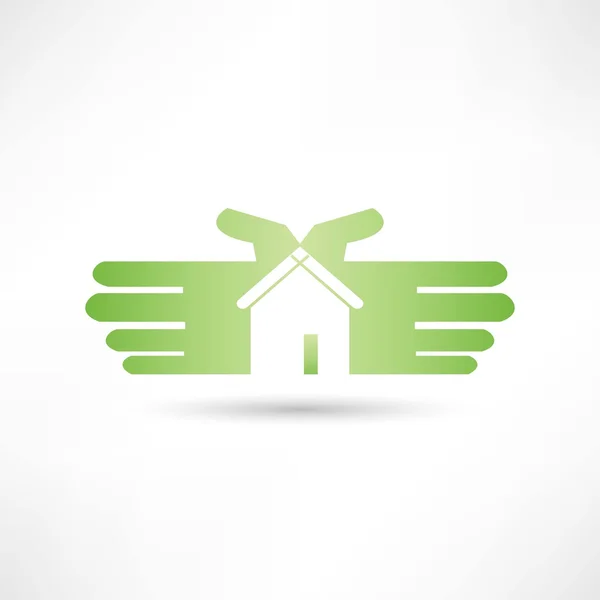 Pictogram van een hand huis — Stockvector