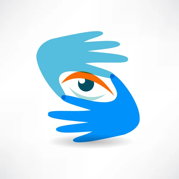 Ícone de abstração da mão do olho — Vetor de Stock
