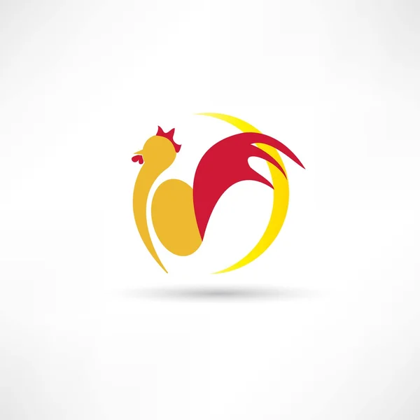Gallo se despierta en el icono de la mañana — Vector de stock