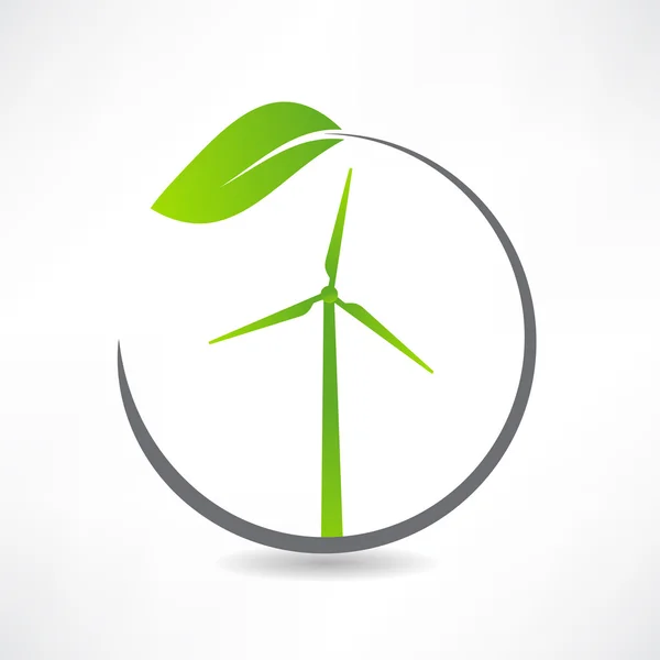 Icono verde molino de viento ecológico — Vector de stock