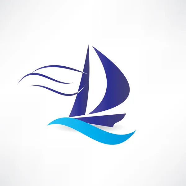 海のアイコンの帆船 — ストックベクタ