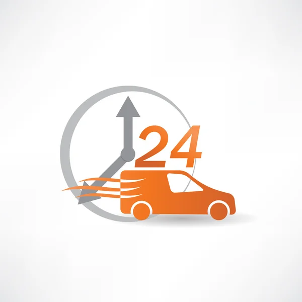Delivery car twenty-four hours a day icon — Stock Vector