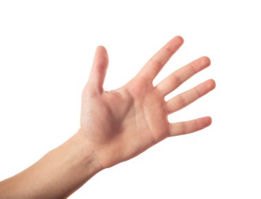 Beyaz arka plan üzerinde izole beş parmak