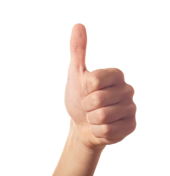 Gesturing one human hand with thumb up — Stock Photo, Image