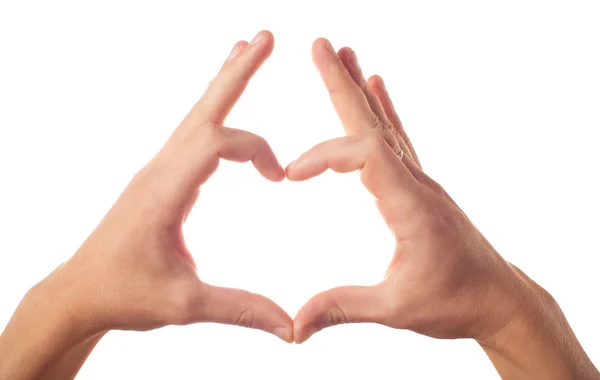 Två händer visar hjärtat på vit bakgrund — Stockfoto