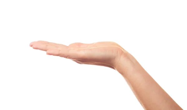 Fehér háttér emberi kéz — Stock Fotó