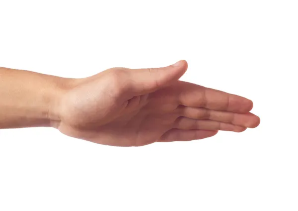 Ludzką ręką z dłoń w dół na białym tle — Zdjęcie stockowe