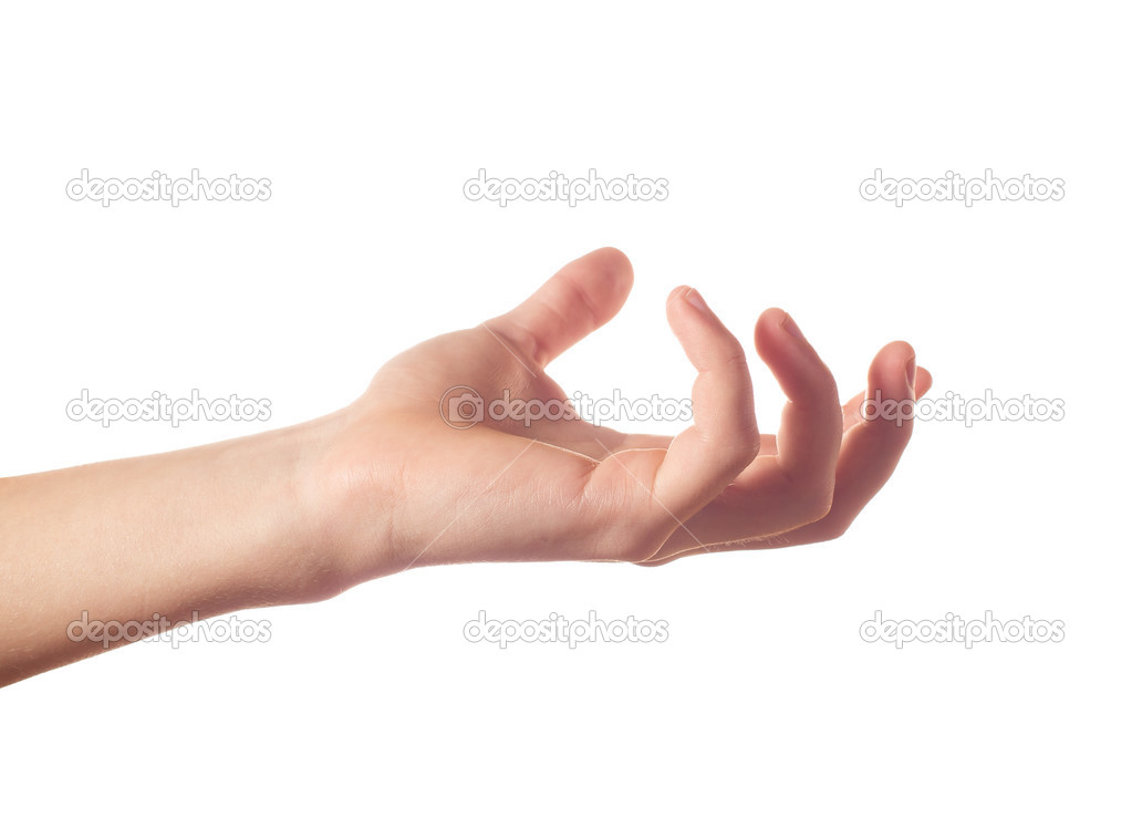 Tense human hand isolated